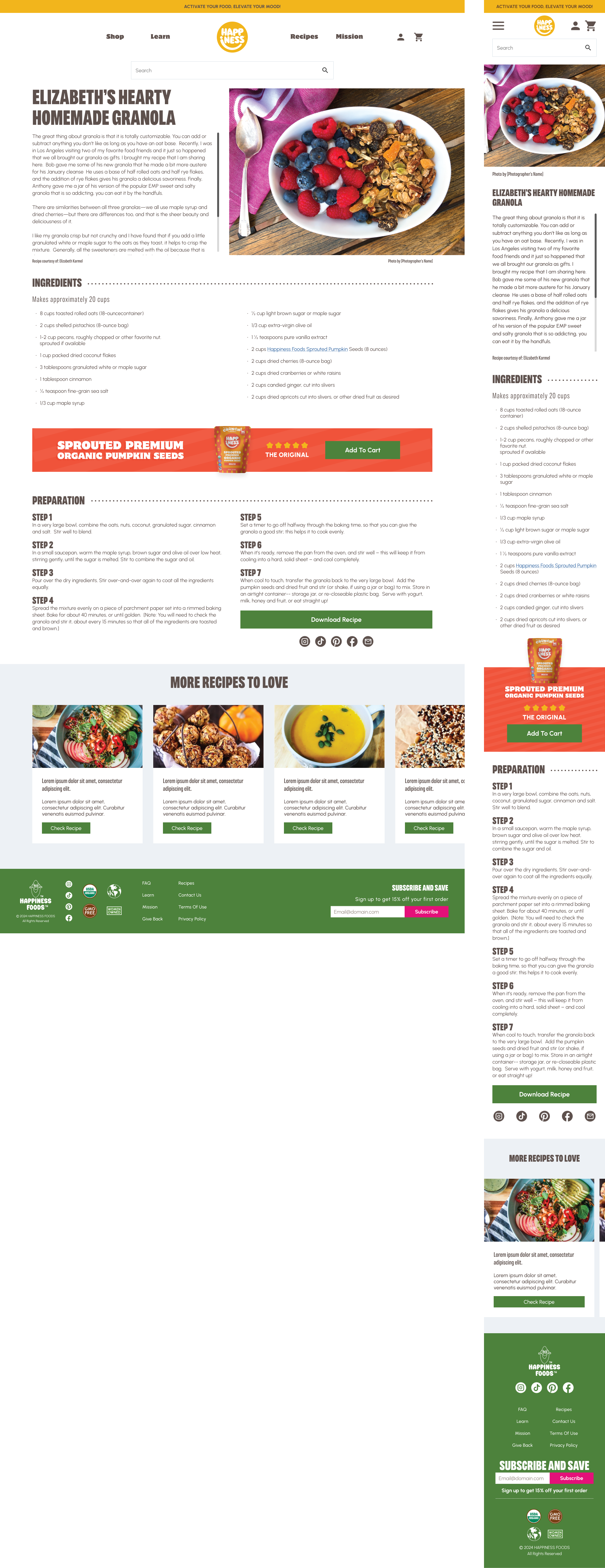 Happiness Food — Recipe page